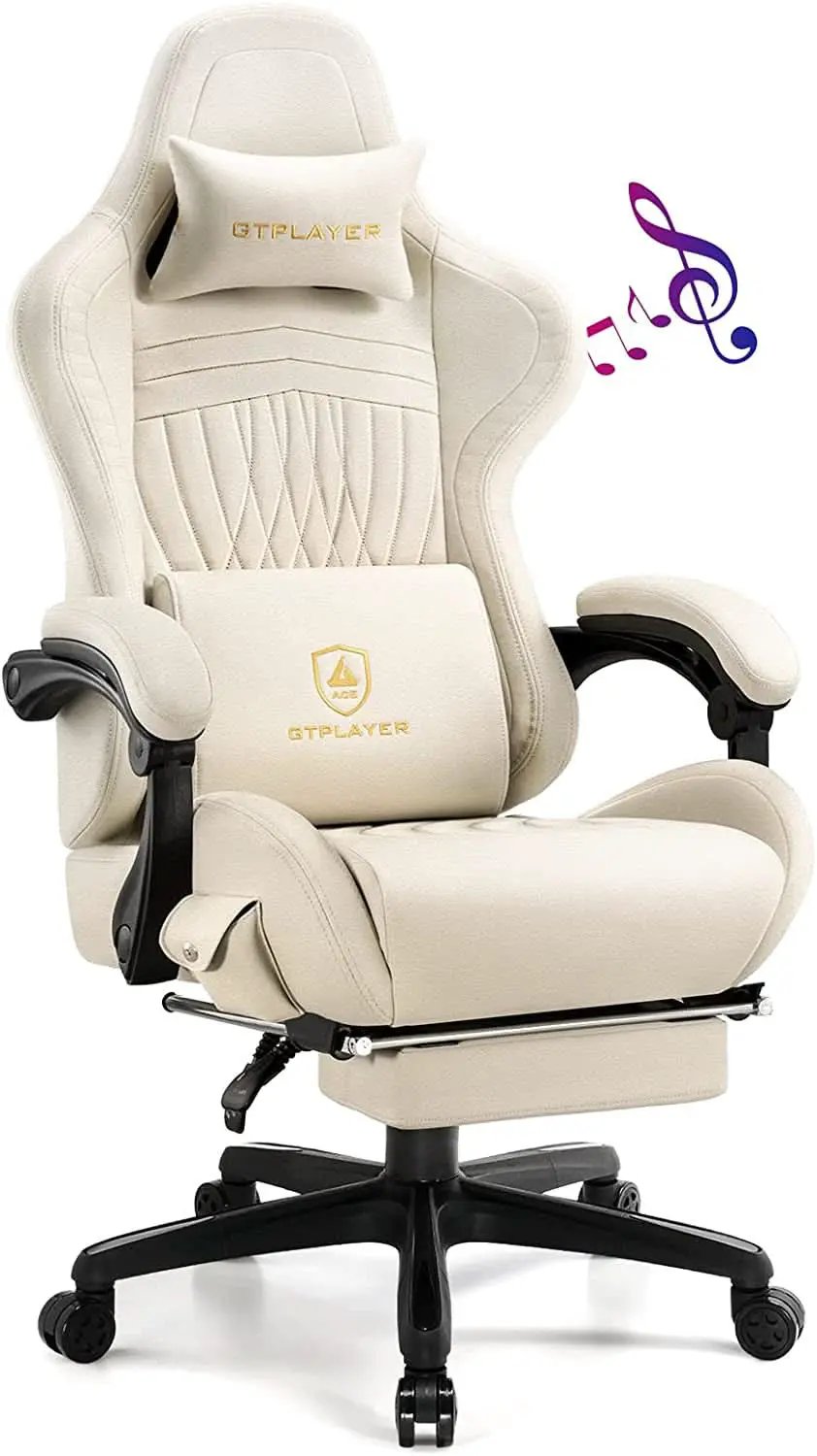 Ivory Bluetooth Speaker Gaming Chair With Footrest from PriceLows™