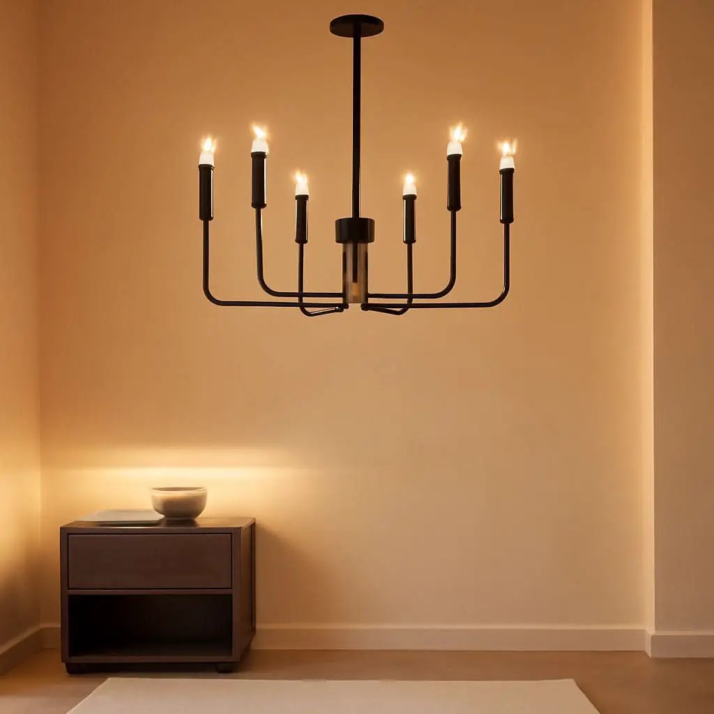 Black Six Light Farmhouse Chandelier For Dining Room from PriceLows™
