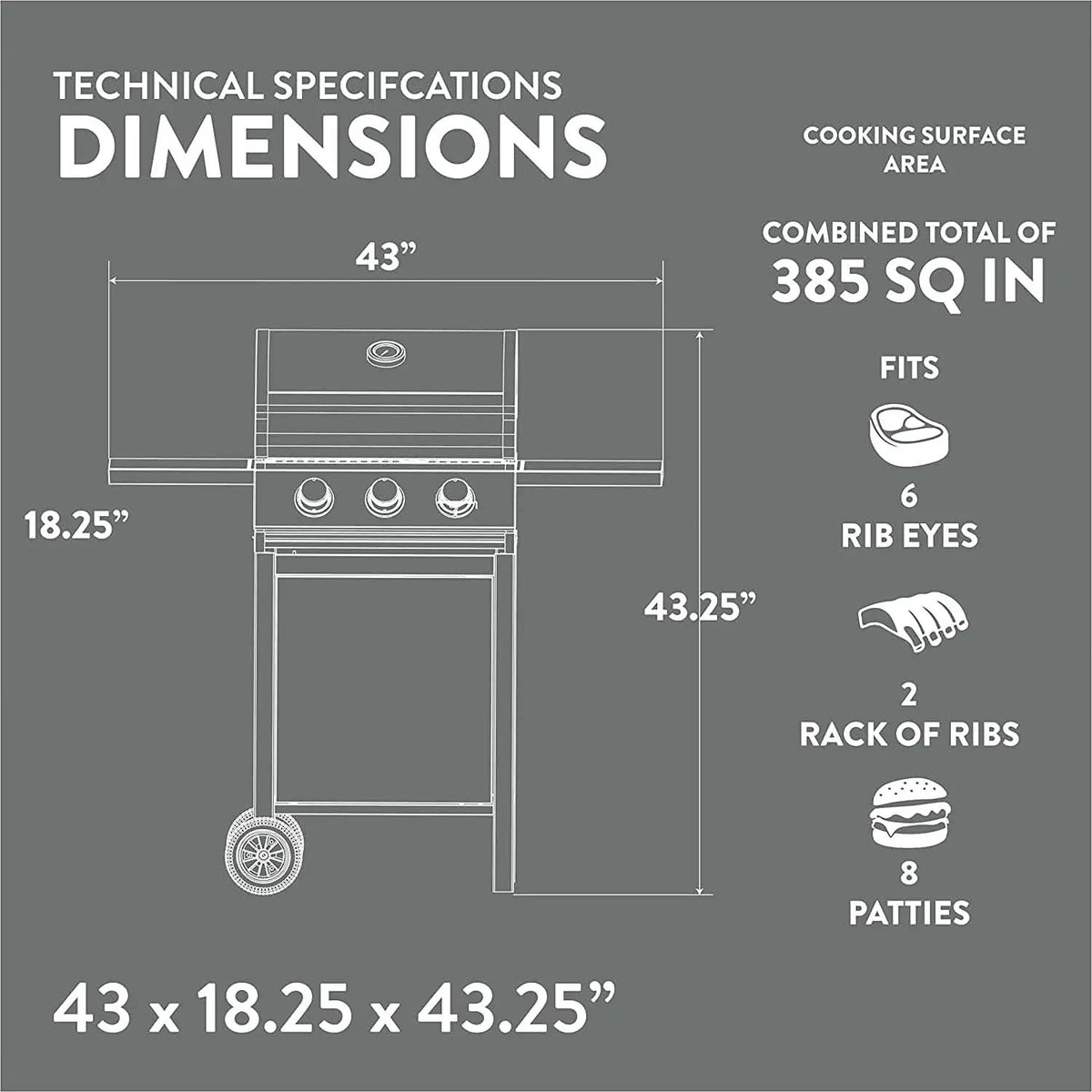3 Burner Stainless Steel Propane Gas Grill With Cabinet from PriceLows™