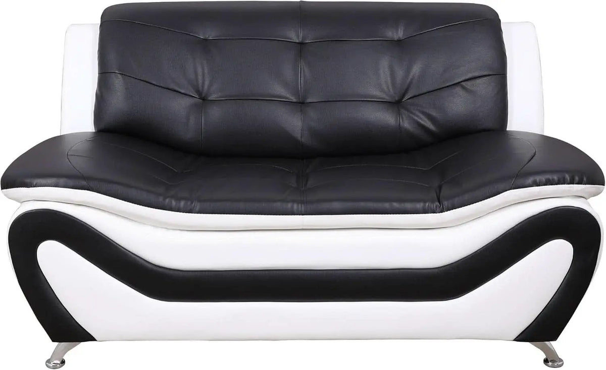 3 Piece Aldo Modern Faux Leather Sofa Set Black And White With Sofa Loveseat And Chair from PriceLows™