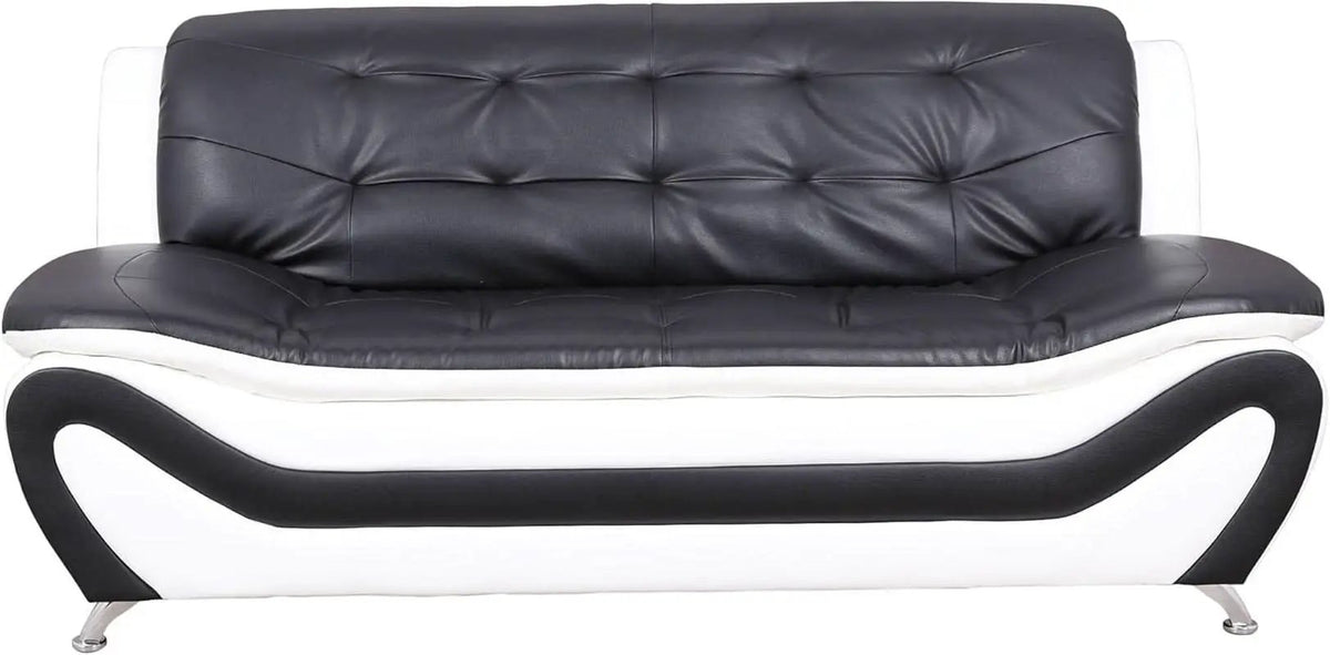 3 Piece Aldo Modern Faux Leather Sofa Set Black And White With Sofa Loveseat And Chair from PriceLows™