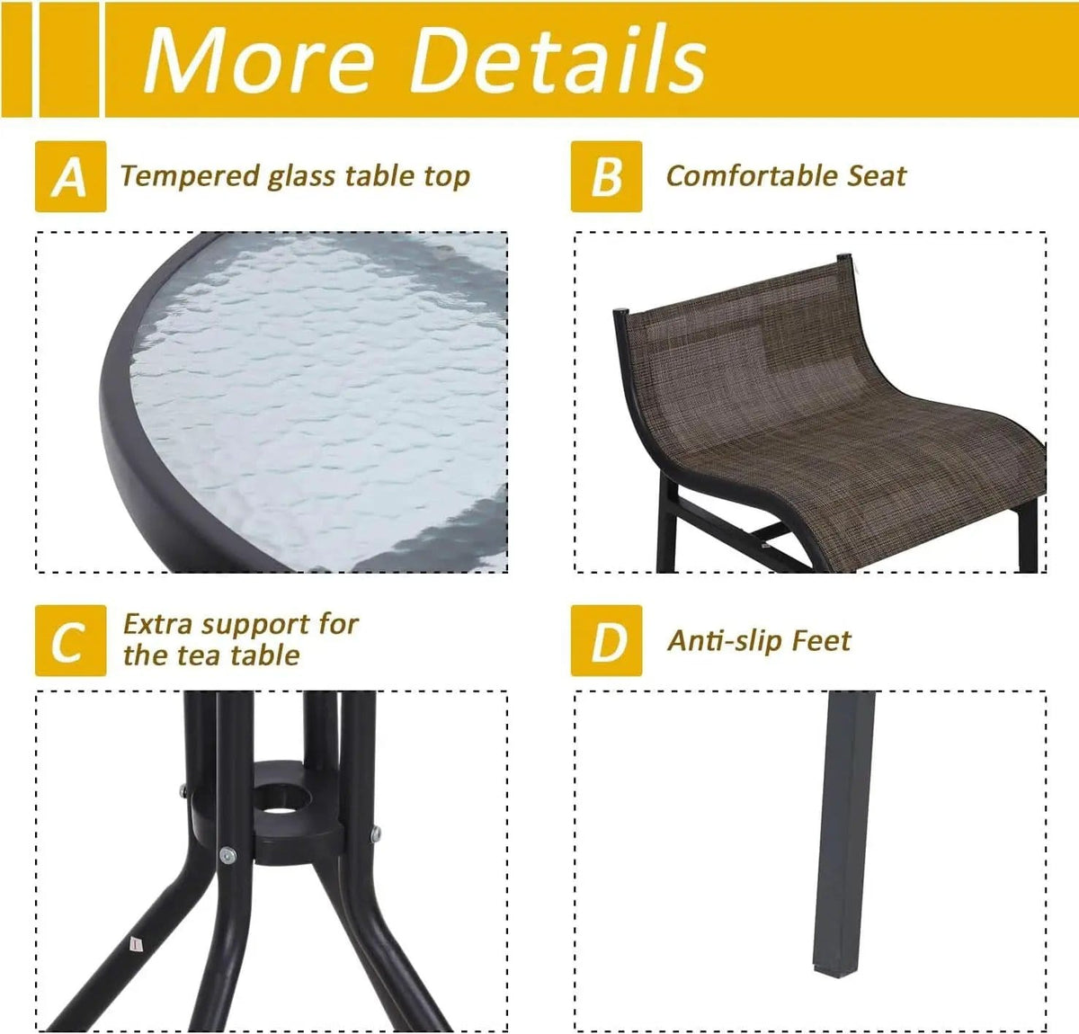 3 Piece Bar Height Outdoor Bistro Set For 2 With Tan Chairs For Outdoor Patio Use from PriceLows™