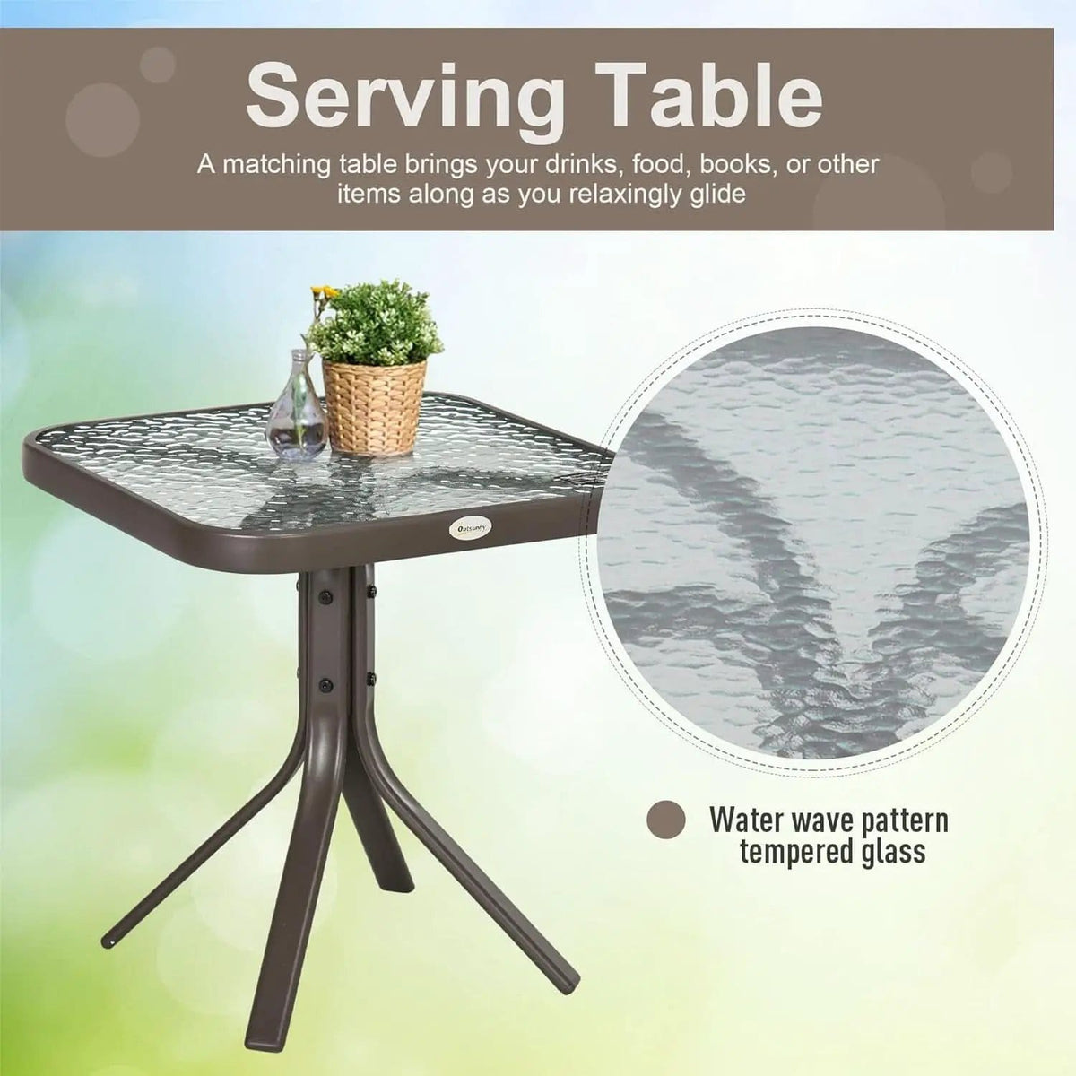 3 Piece Outdoor Glider Chair Bistro Set With Two Sling Chairs And Glass Tabletop Mixed Brown from PriceLows™