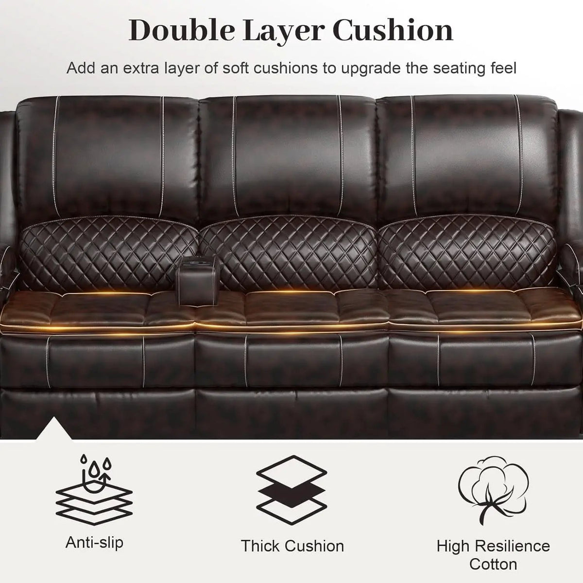 3 Seater Recliner Sofa With Hidden Storage Console from PriceLows™