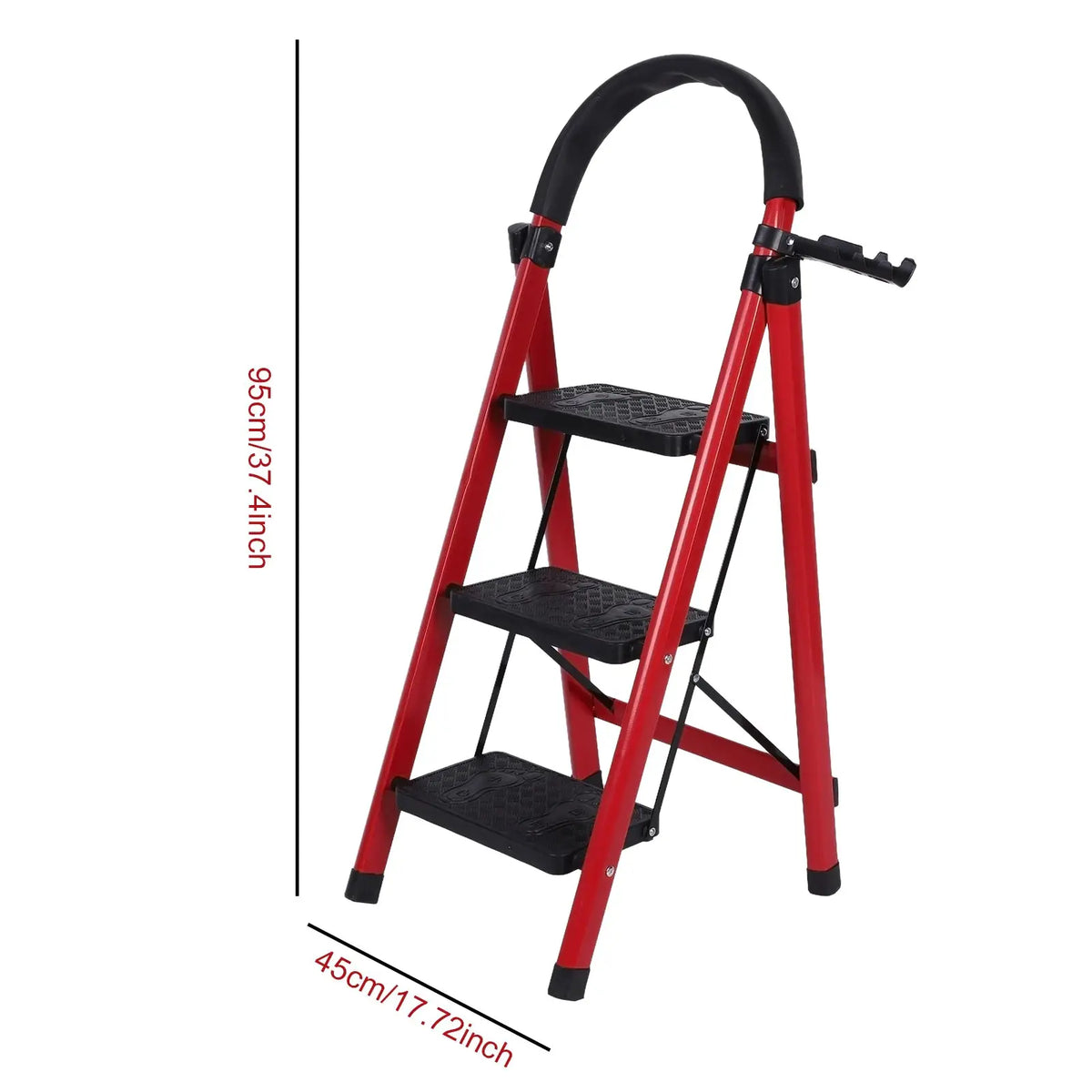 3 Step Folding Ladder Sturdy Steel Ladder Max Load Capacity 330lbs Sturdy& Portable Stepping Stools for Working Indoor/Outdoor from PriceLows™