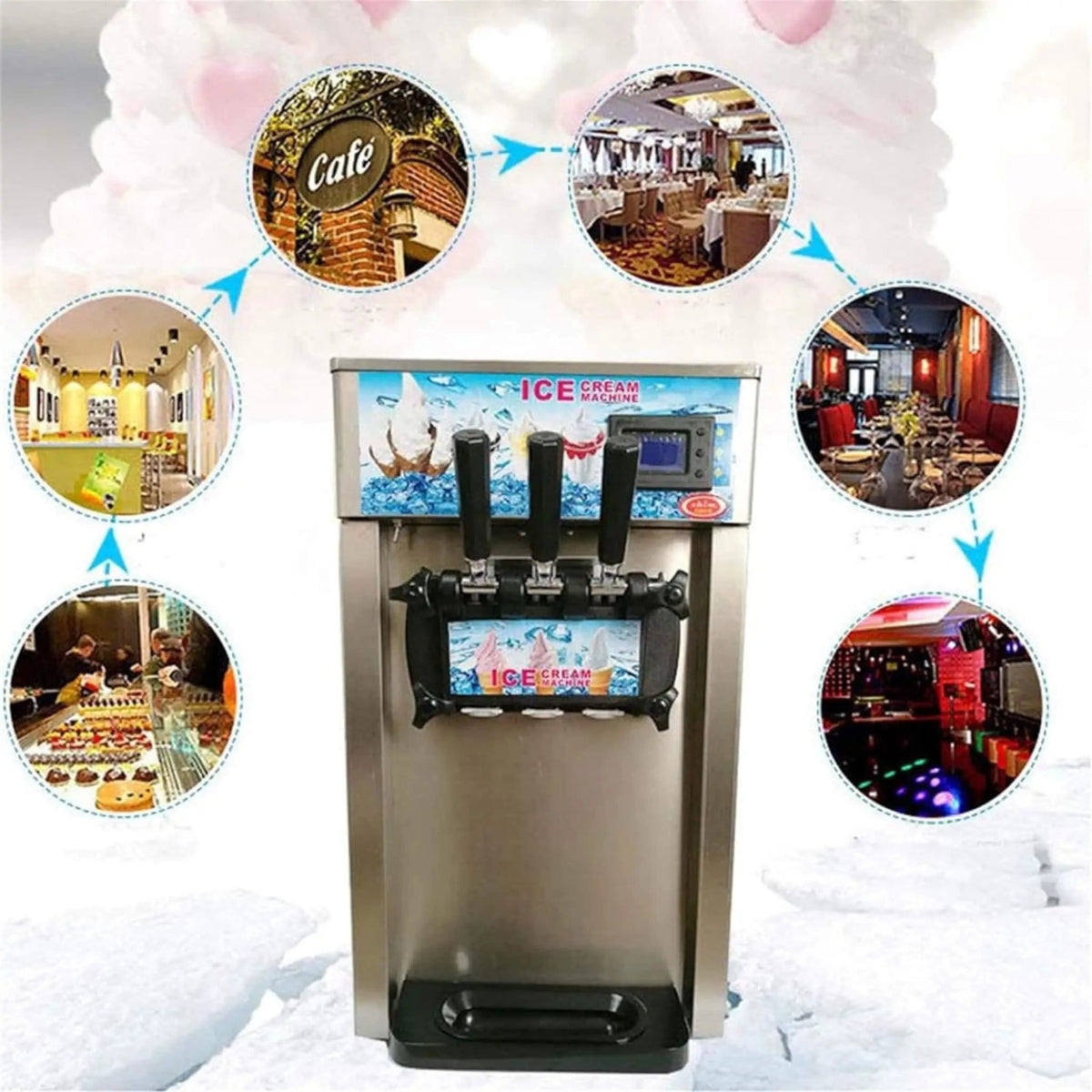 3-Flavor 9L Commercial 1200W Countertop Soft Serve Machine | 1200 Watt | Brass | Ice Cream Maker