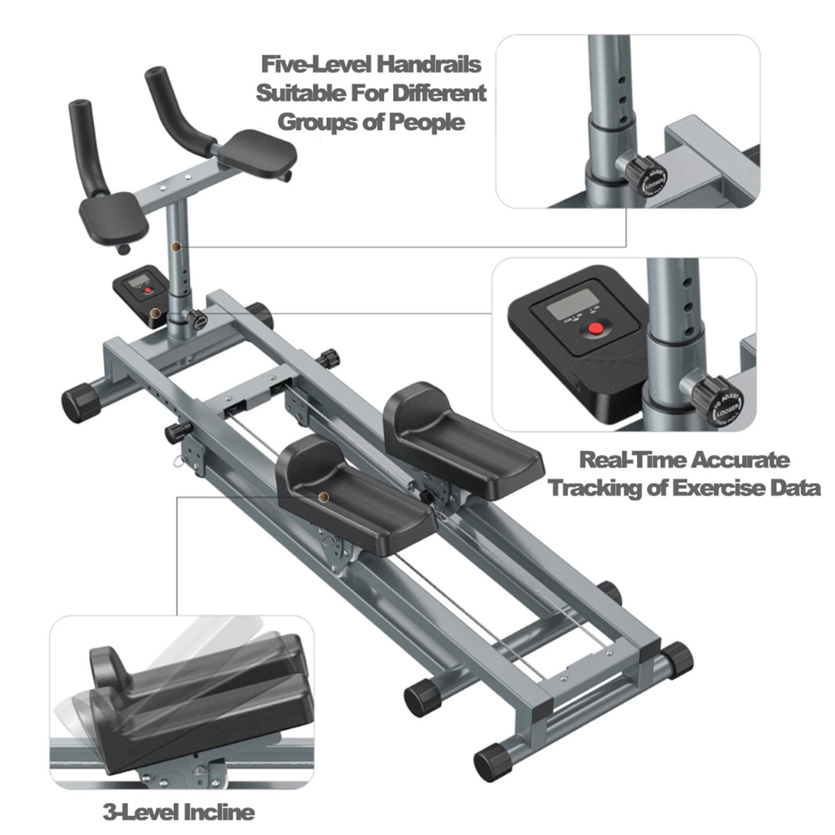 3-In-1 Full-Body Spine Stretcher | Stepper And Waist Trainer | Foldable Design | LCD Display