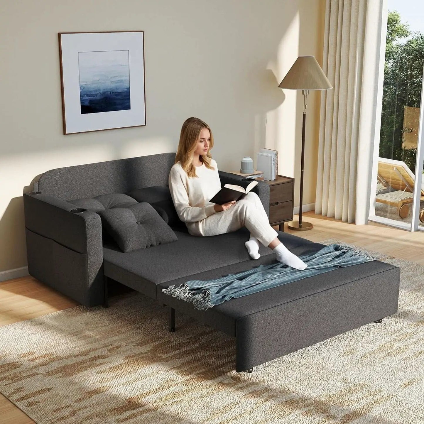 3 In 1 Convertible Sofa Bed With Cup Holders from PriceLows™