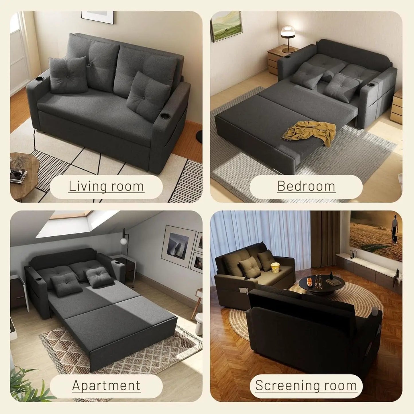3 In 1 Convertible Sofa Bed With Cup Holders from PriceLows™