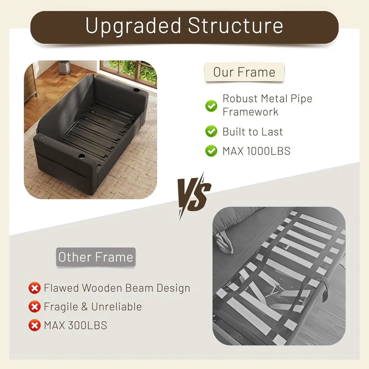 3 In 1 Convertible Sofa Bed With Cup Holders from PriceLows™