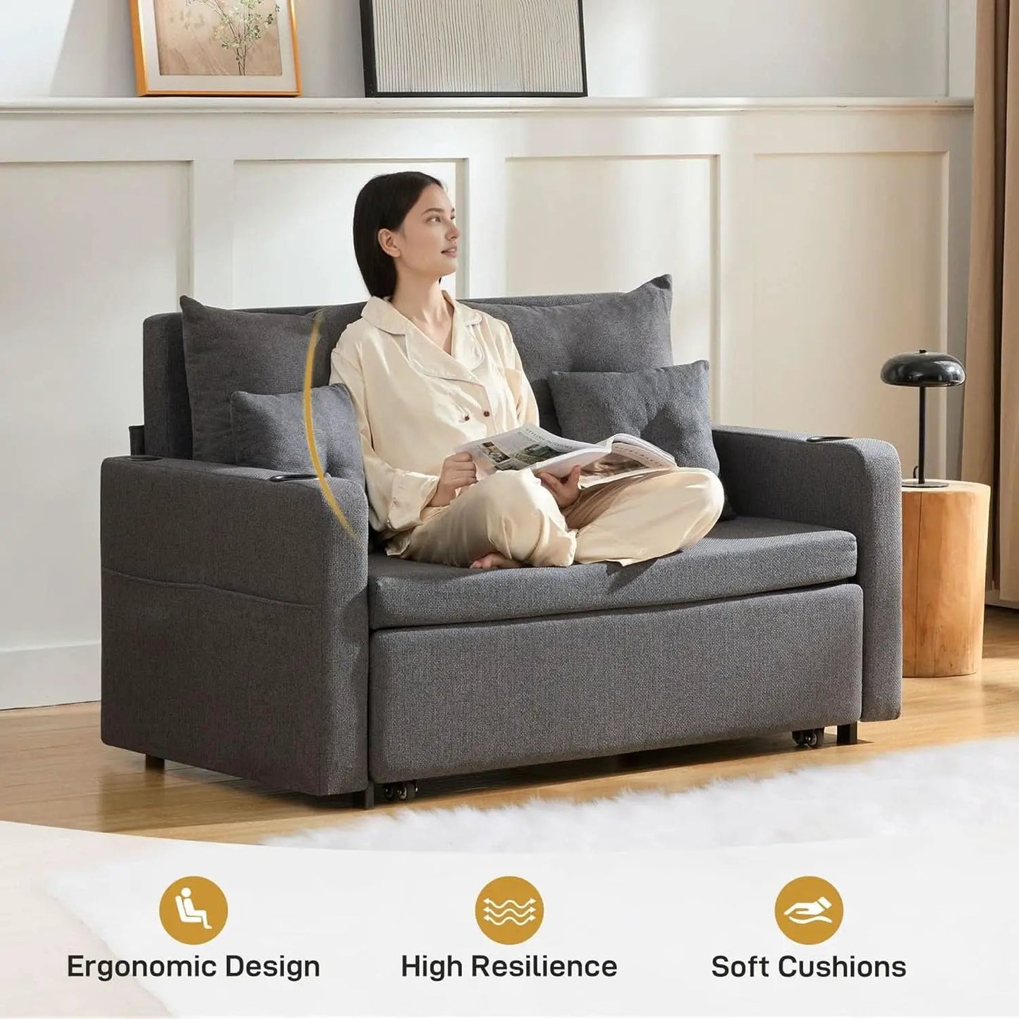 3 in 1 Convertible Sofa Bed with Storage and USB from PriceLows™