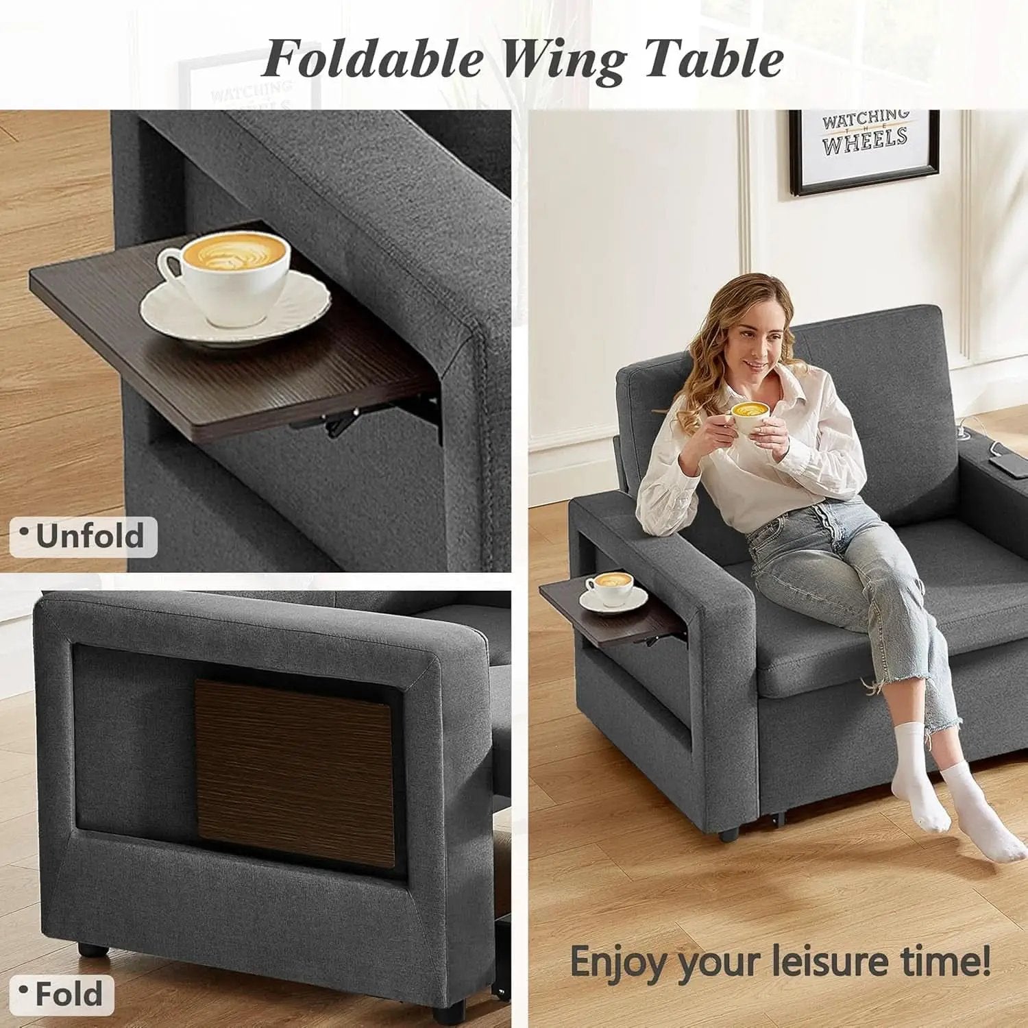 3 In 1 Sleeper Sofa Chair Bed With USB Ports from PriceLows™