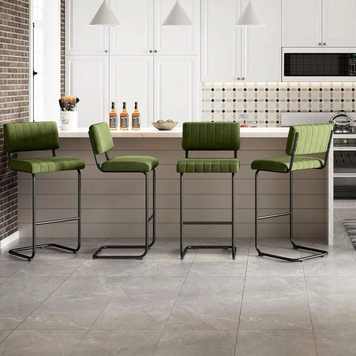 30 Inch Velvet Tufted Bar Stools Set of 2 Kitchen Island from PriceLows™