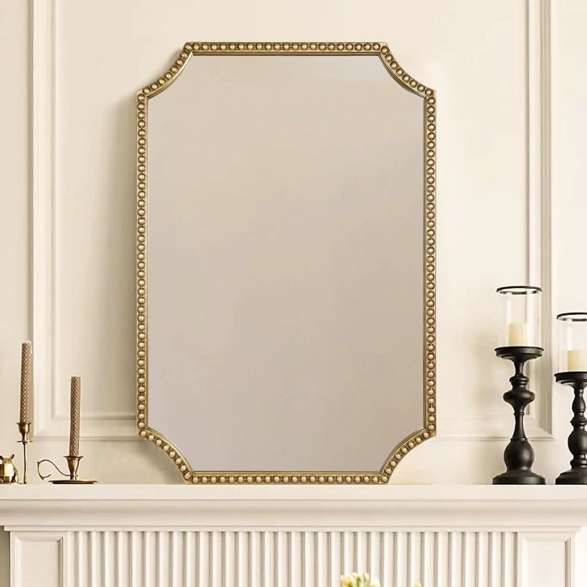 30 X 40 Inch Wall Mirror With Antique Gold Beaded Frame from PriceLows™