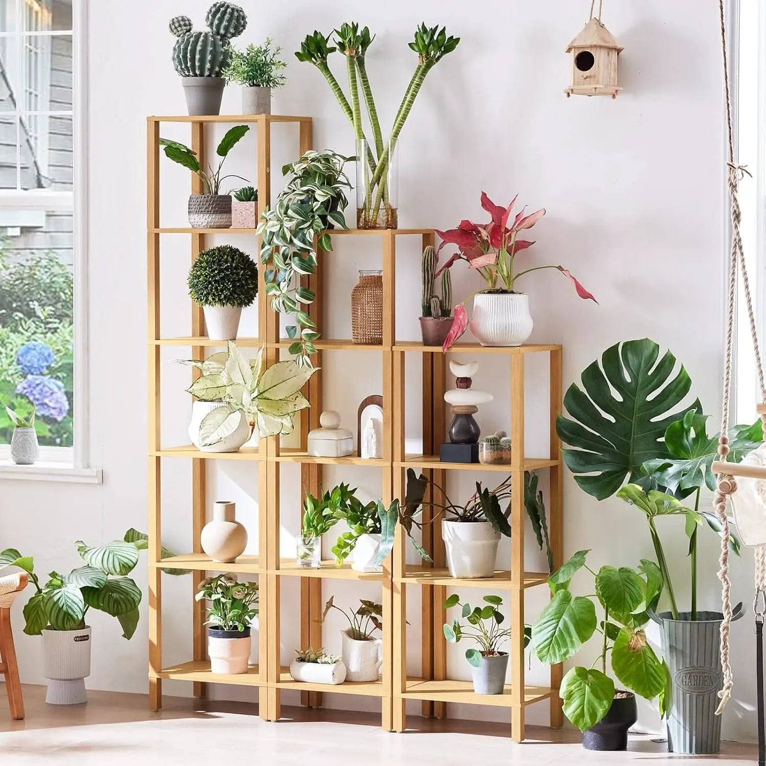 66In Tall 6 Tier Narrow Wood Bookcase Slim Shelf Living Room from PriceLows™