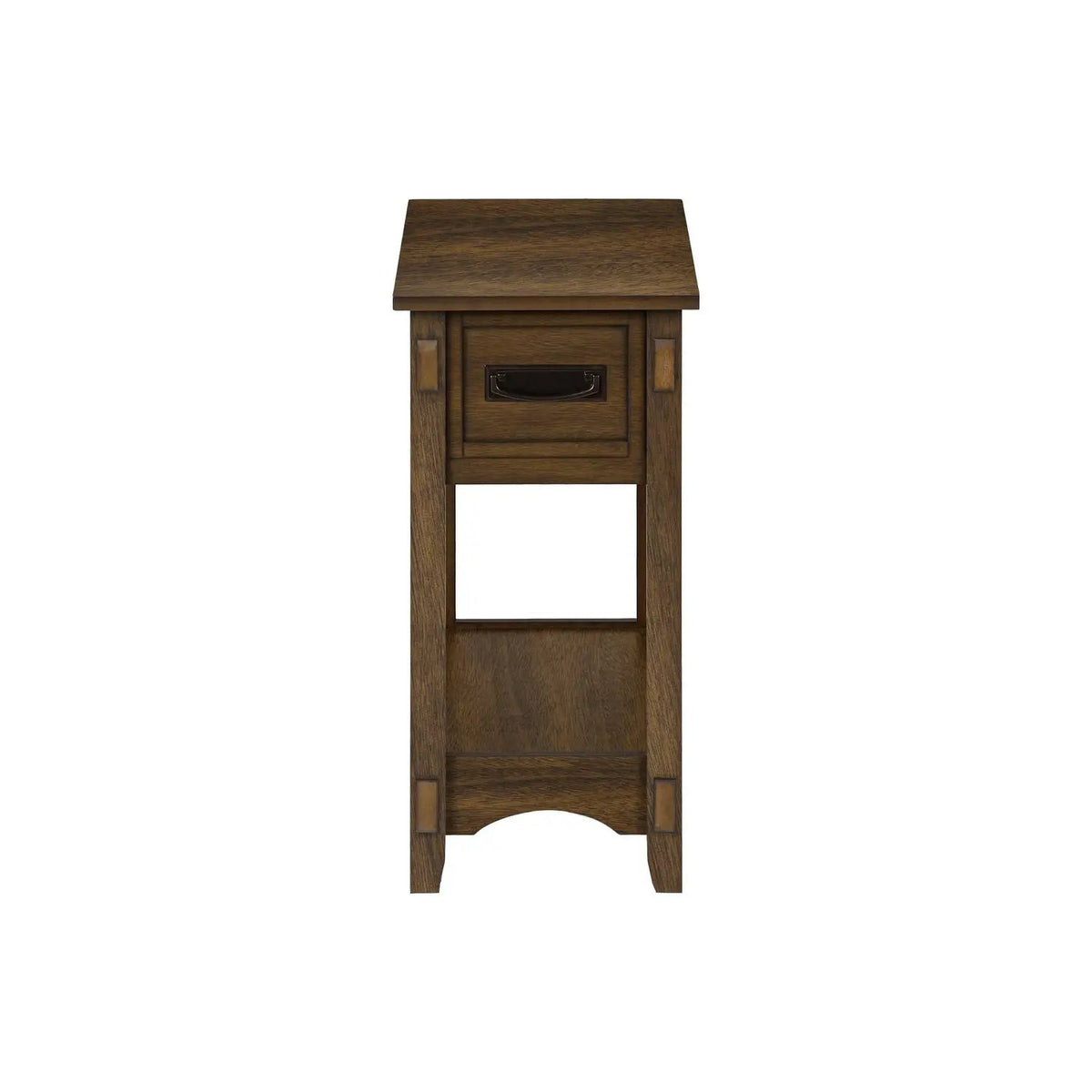 Accent End Table | 2 Tier Narrow | Storage Drawer | Walnut Finish