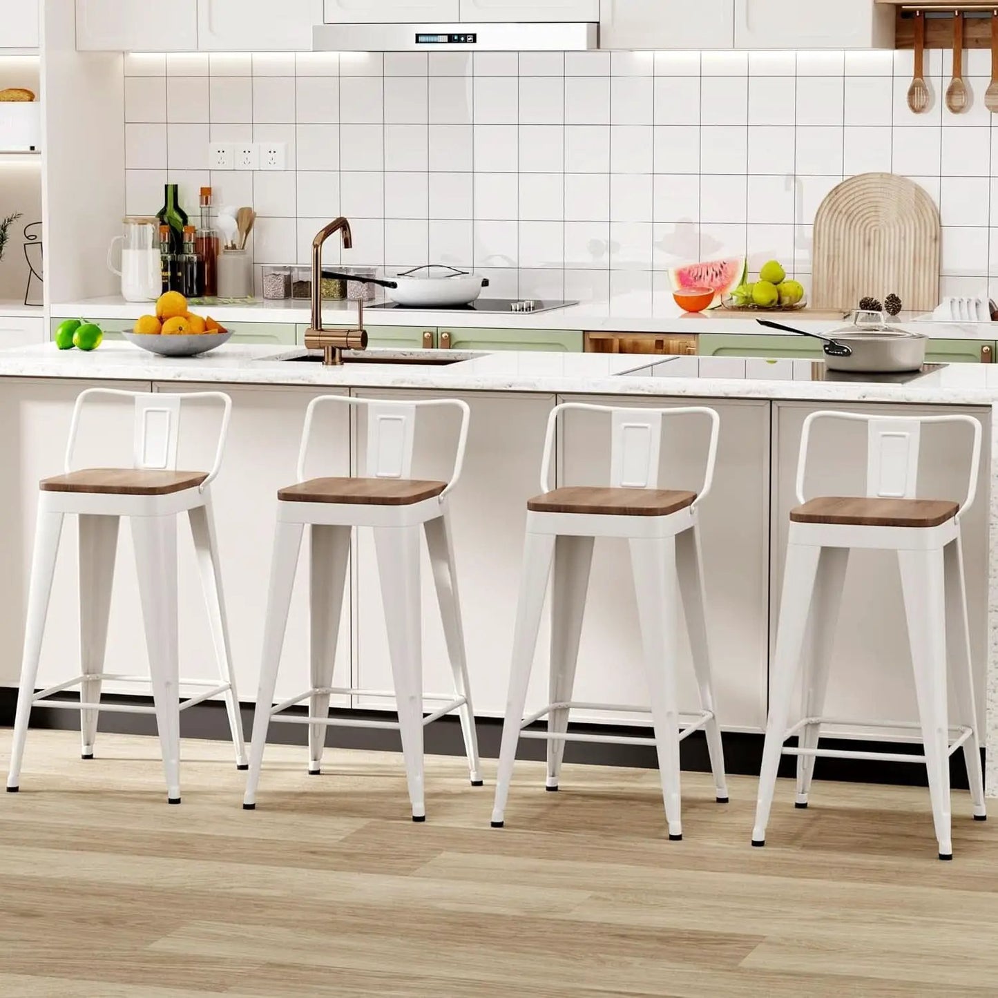 Stylish Set of Four Stackable Counter Height Bar Stools from PriceLows™