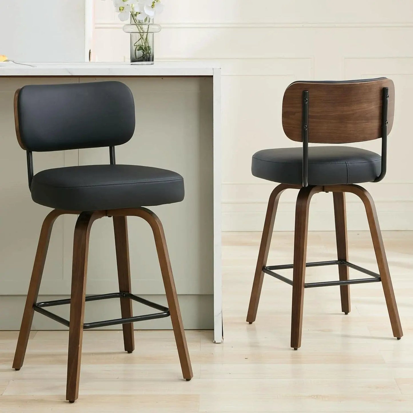 Swivel Bar Stools Set Of 4 26 Inch Counter Height Black from PriceLows™