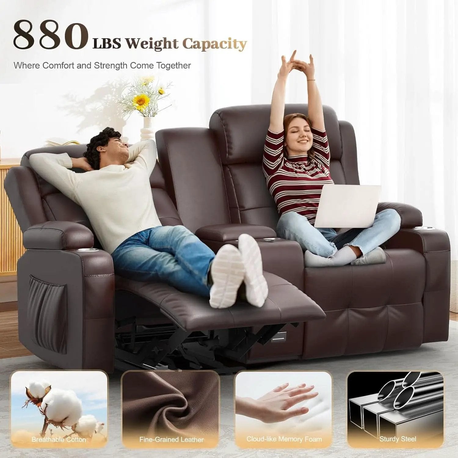 Reclining Massage Loveseat With USB Ports And Wall Hugger from PriceLows™