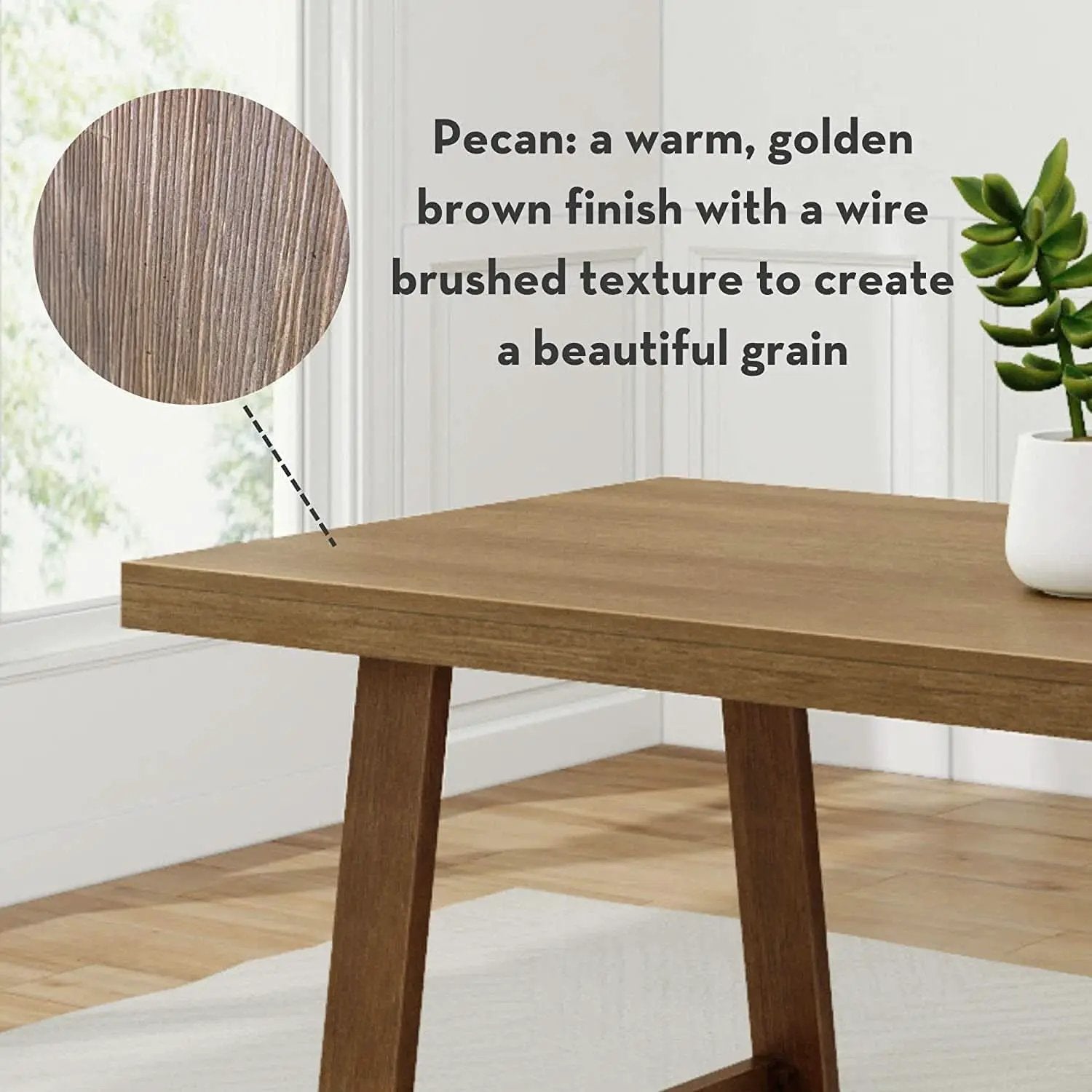 Pecan Wood Dining Table For Six Farmhouse Collection from PriceLows™