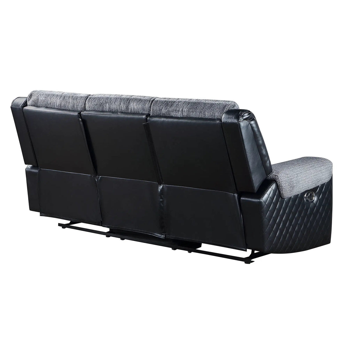 Alicia Reclining Sofa | Glider Recliner | Two-Toned Dark Gray Fabric | 85.75 Inch Length