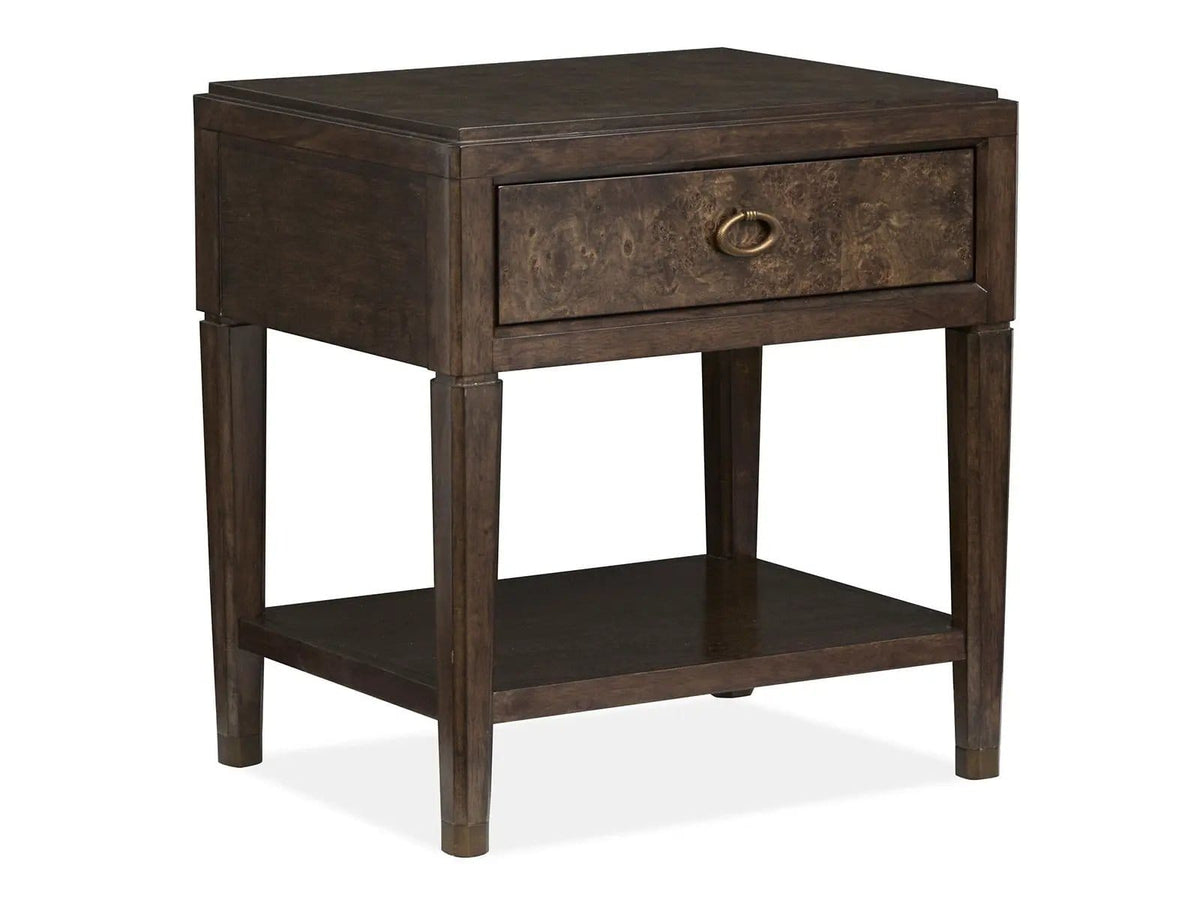 Rowan Open Nightstand Nightstands w/ Charging Station | 20 x 26 x 27.5 in | Metal & Veneer | Espresso