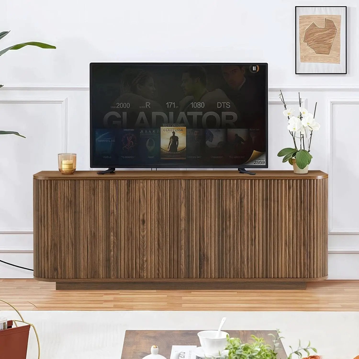 64 Inch Walnut Contemporary Buffet Sideboard Cabinet from PriceLows™