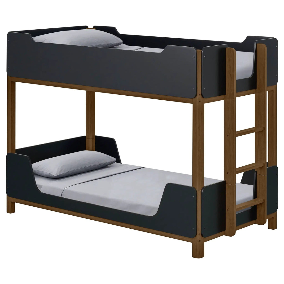 Morris Twin Over Twin Wood Bunk Bed Black and | 81.75 x 41.25 x 58.5 in | Rubberwood & Engineered Wood | Walnut