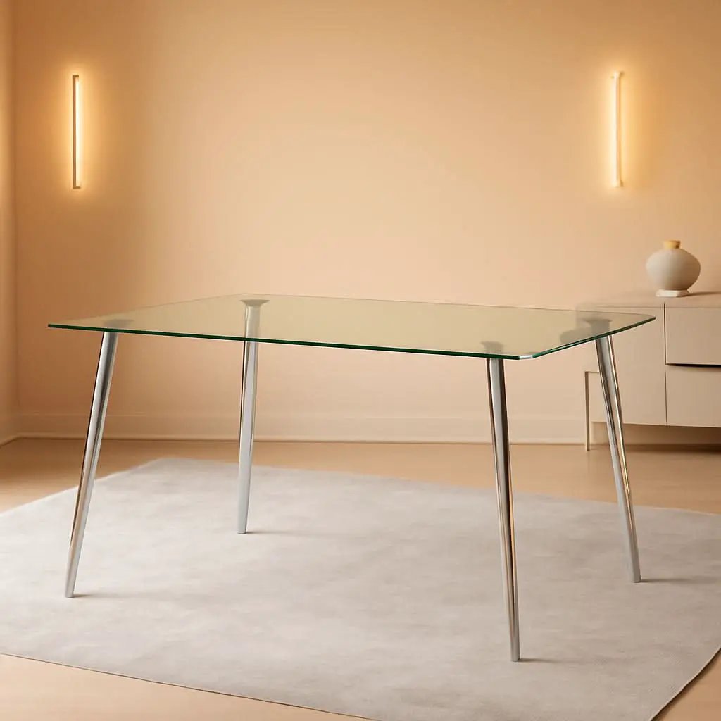 Glass Dining Table For 4 51 Inch Clear Top For Home from PriceLows™