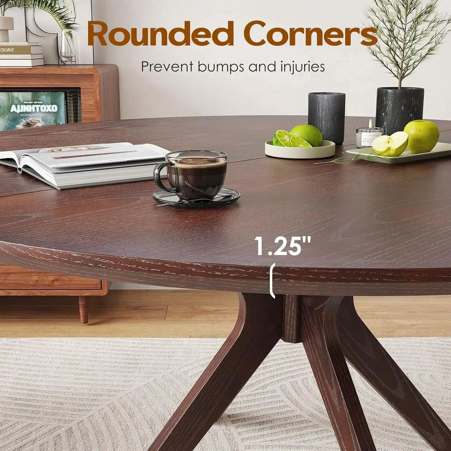 Walnut 47.2-Inch Round Dining Table With X Pedestal Solid Wood from PriceLows™