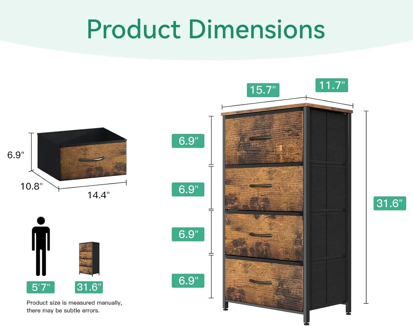 Compact Bedroom Dresser With 4 Drawers And Wood Top Steel Frame from PriceLows™