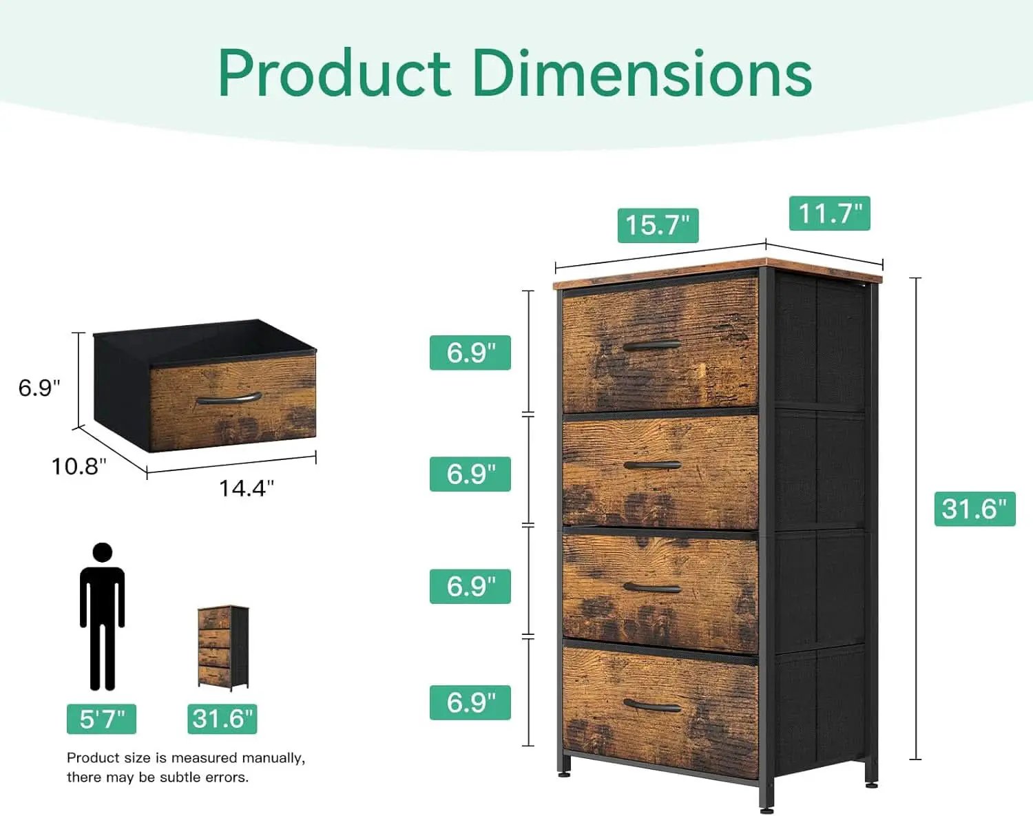 Compact Bedroom Dresser With 4 Drawers And Wood Top Steel Frame from PriceLows™