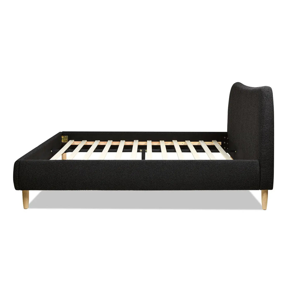 Roman Upholstered Platform Bed | Curved Headboard | Upholstered Rails | Eco-Friendly Construction