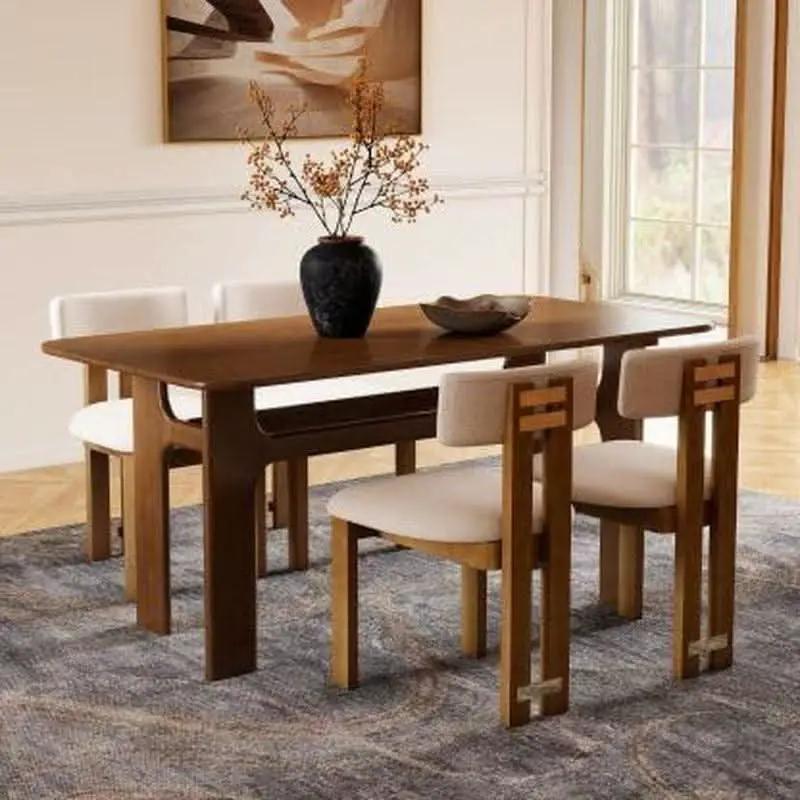 63 Inch Walnut Dining Table With Heavy Duty Legs Farmhouse from PriceLows™