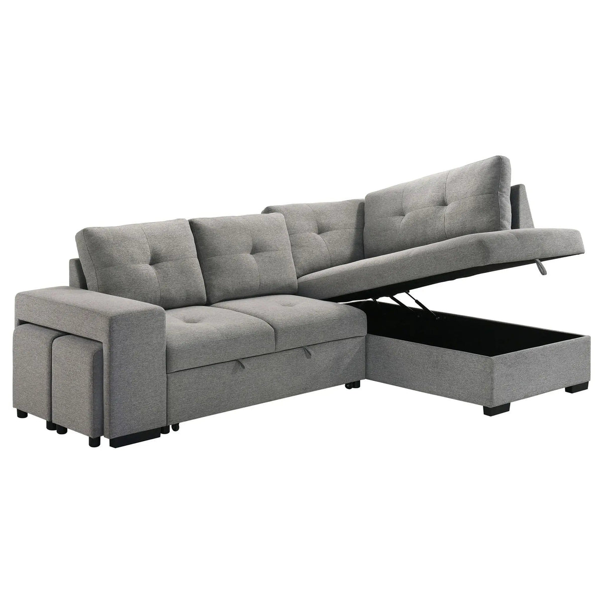 Roanne Fabric Upholstered Sleeper Sectional Sofa | 97.75 x 65.75 x 36 in | Fabric | Grey