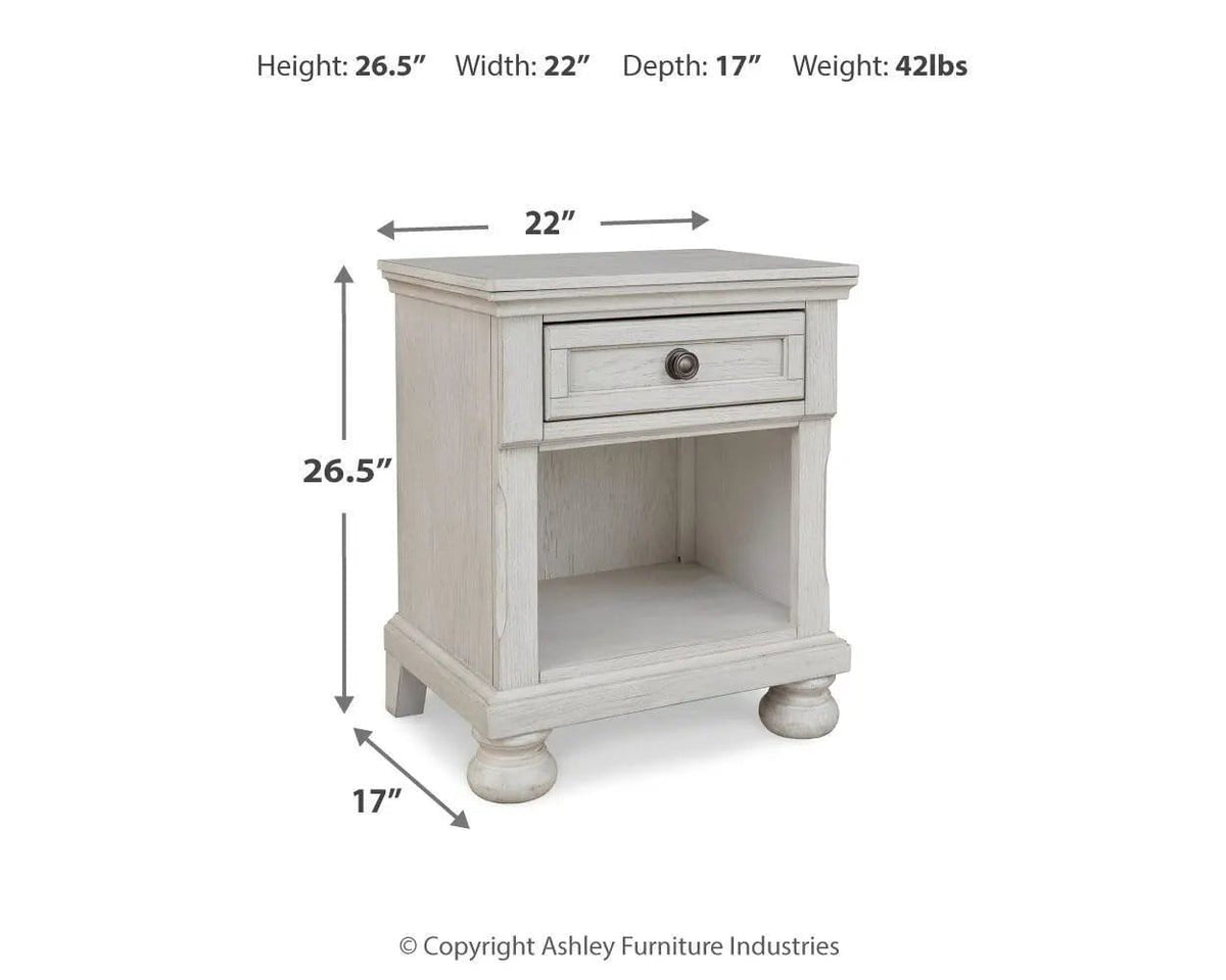 Robbinsdale One Drawer Night Stand Nightstand | 22 x 17 x 26.5 in | Engineered Wood & Oak Veneer | Antique White