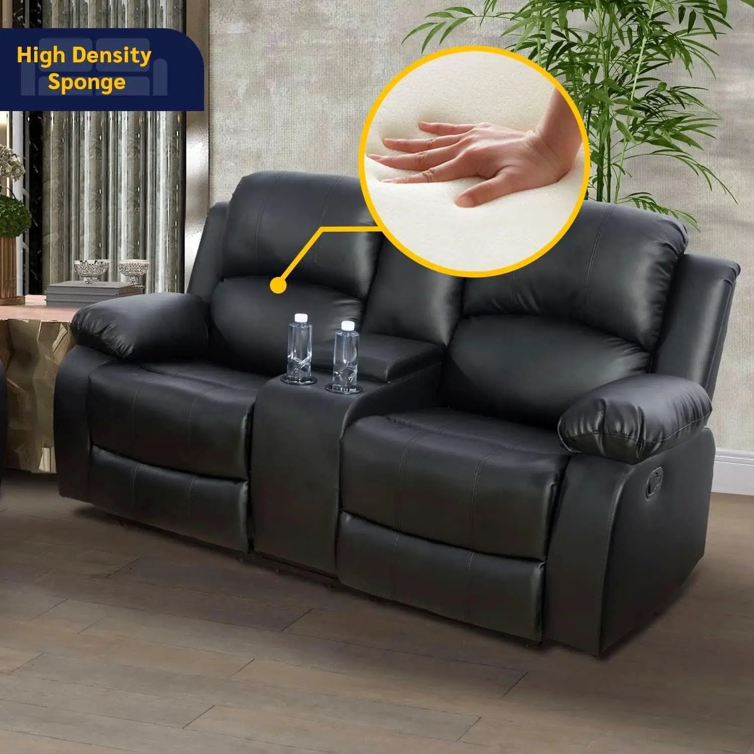 Black Living Room Recliner Set With Love Seat And Sofa from PriceLows™