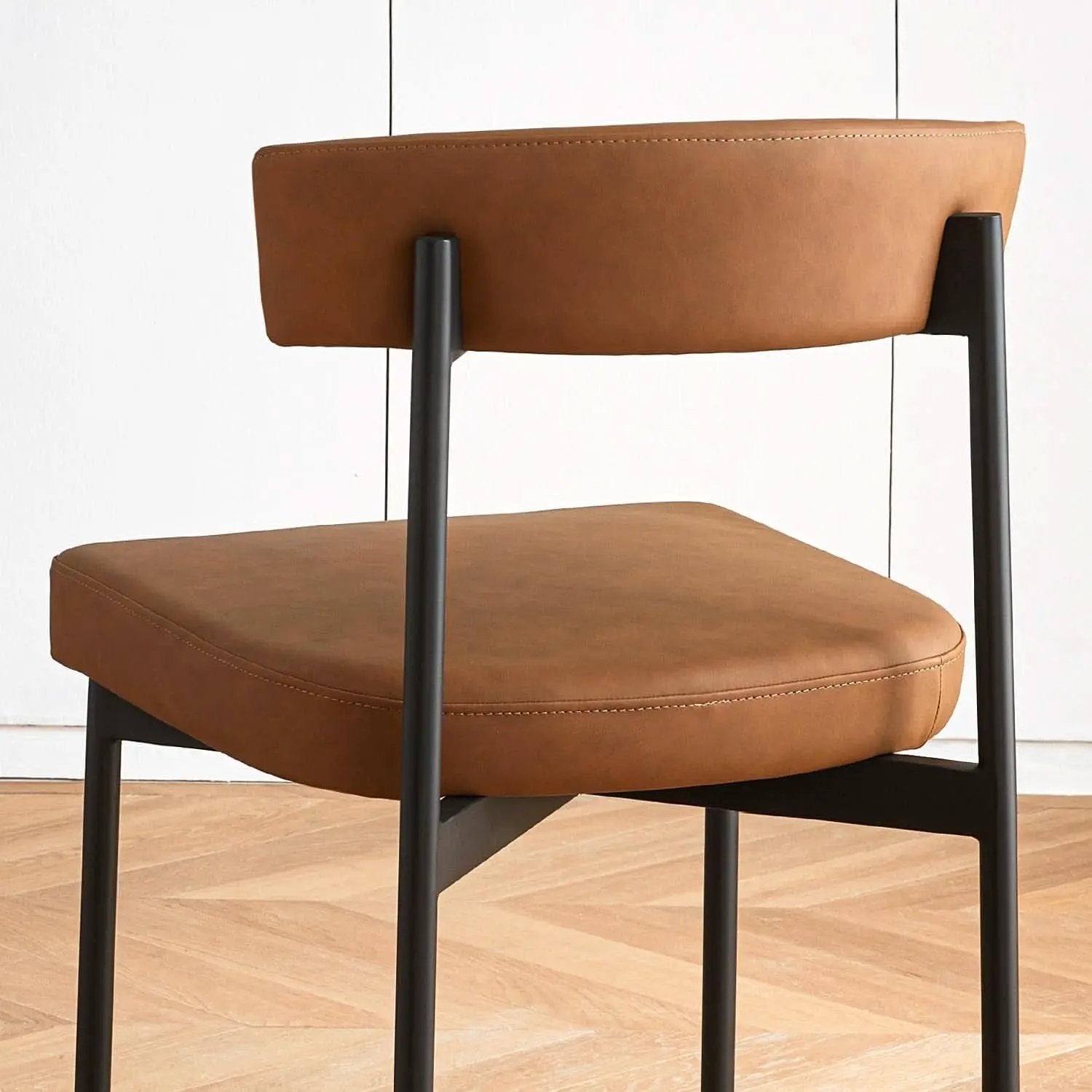 Brown Faux Leather Armless Upholstered Dining Chairs from PriceLows™