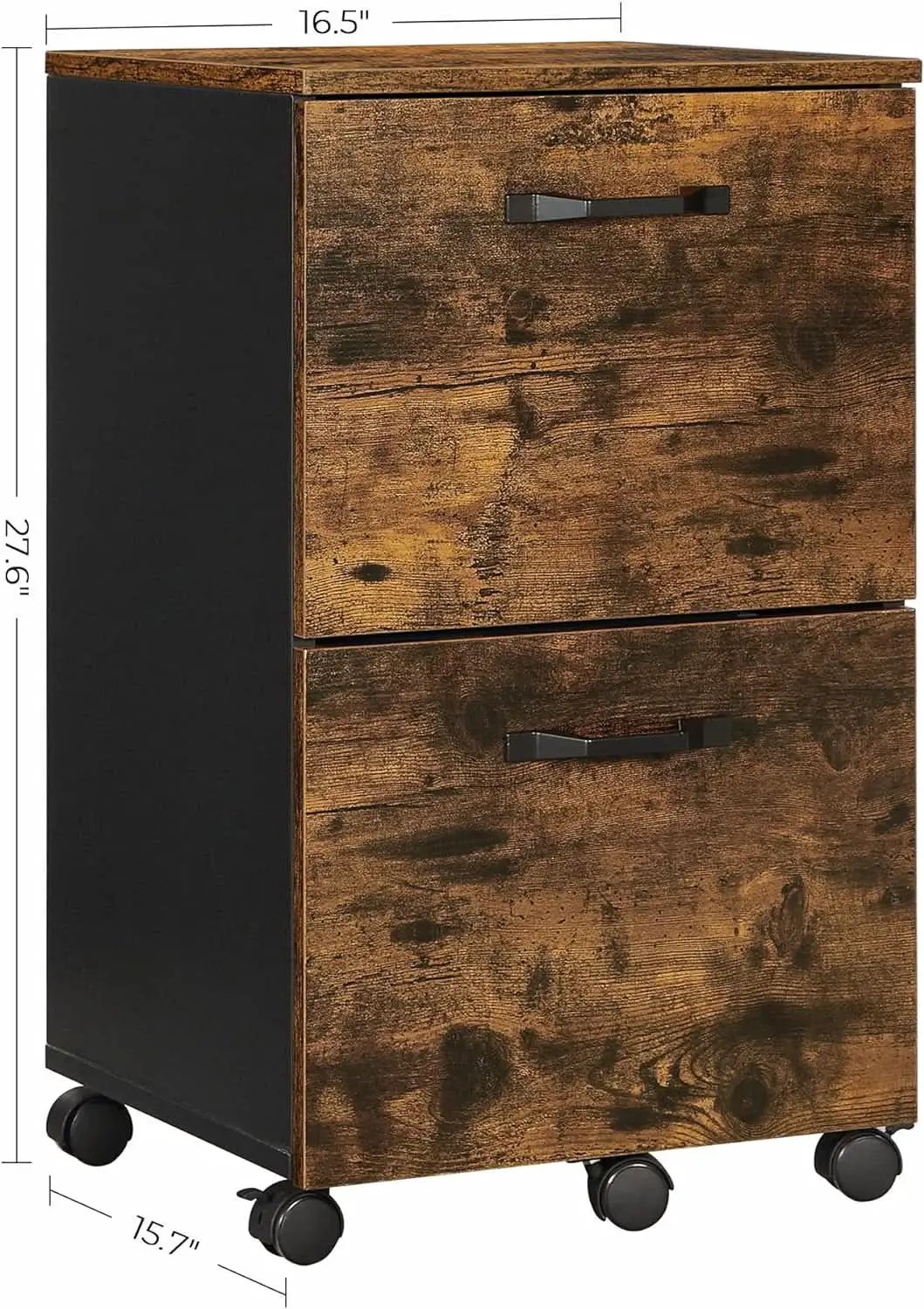 Two Drawer File Cabinet For Home Office Rolling Rustic Brown And Black Fits A4 And Letter Files from PriceLows™