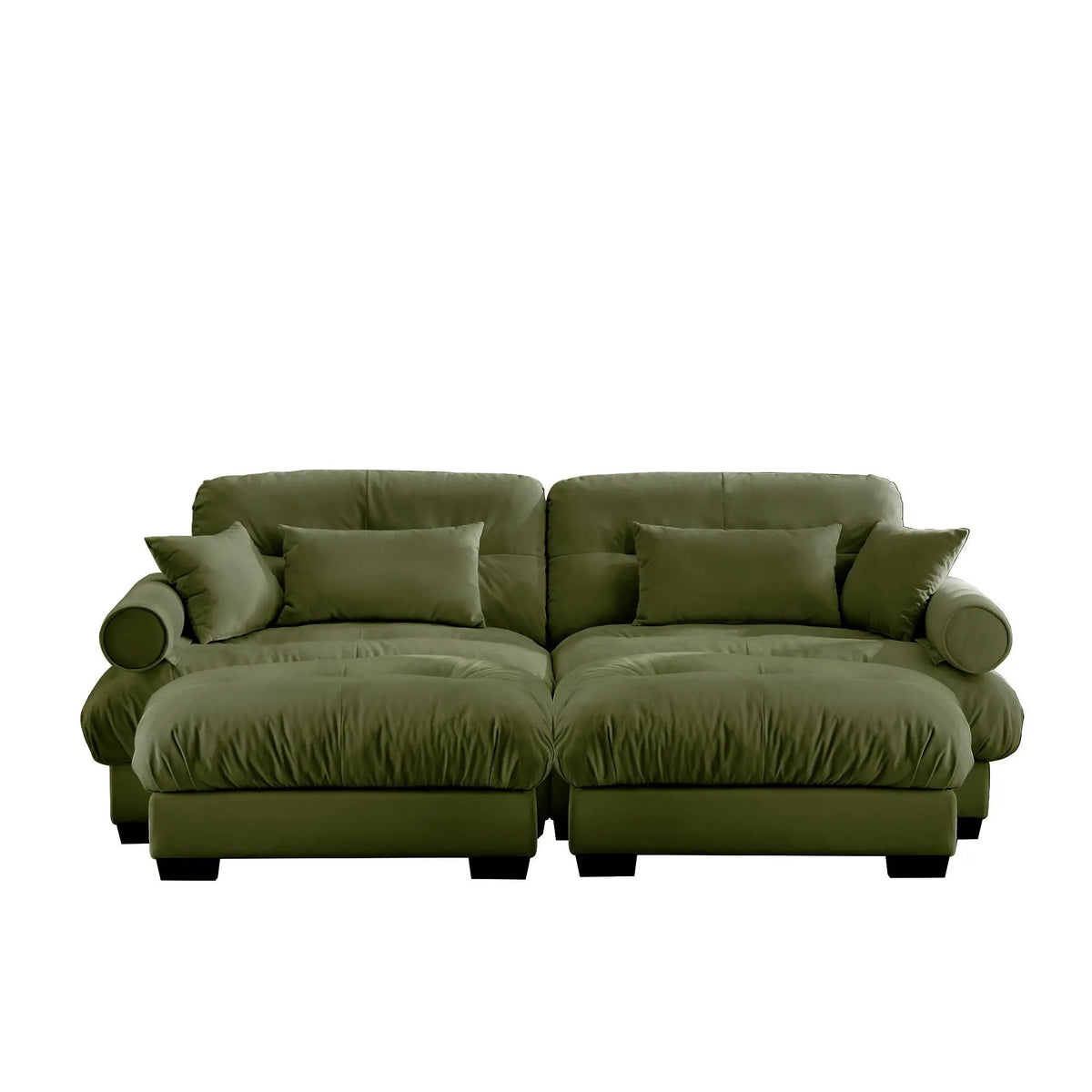 Modular Sectional Sofa | Deep Comfort Cushions | Vintage Fabric Ottoman