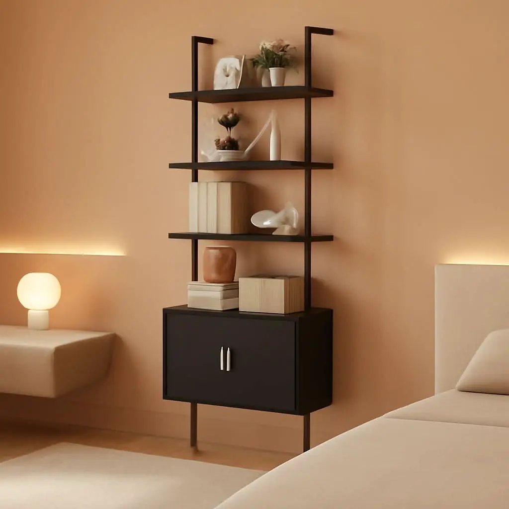 73 Inch Tall Bookshelf Black Wood Grain Living Room from PriceLows™