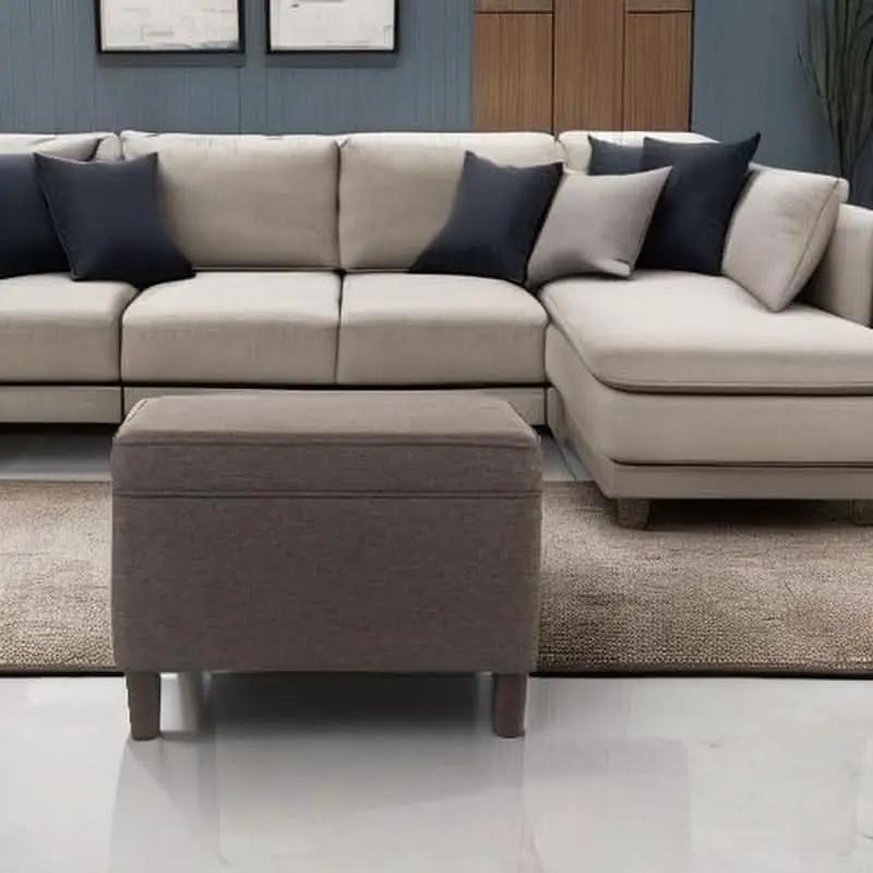Chocolate Brown Contemporary Storage Ottoman With Lid from PriceLows™