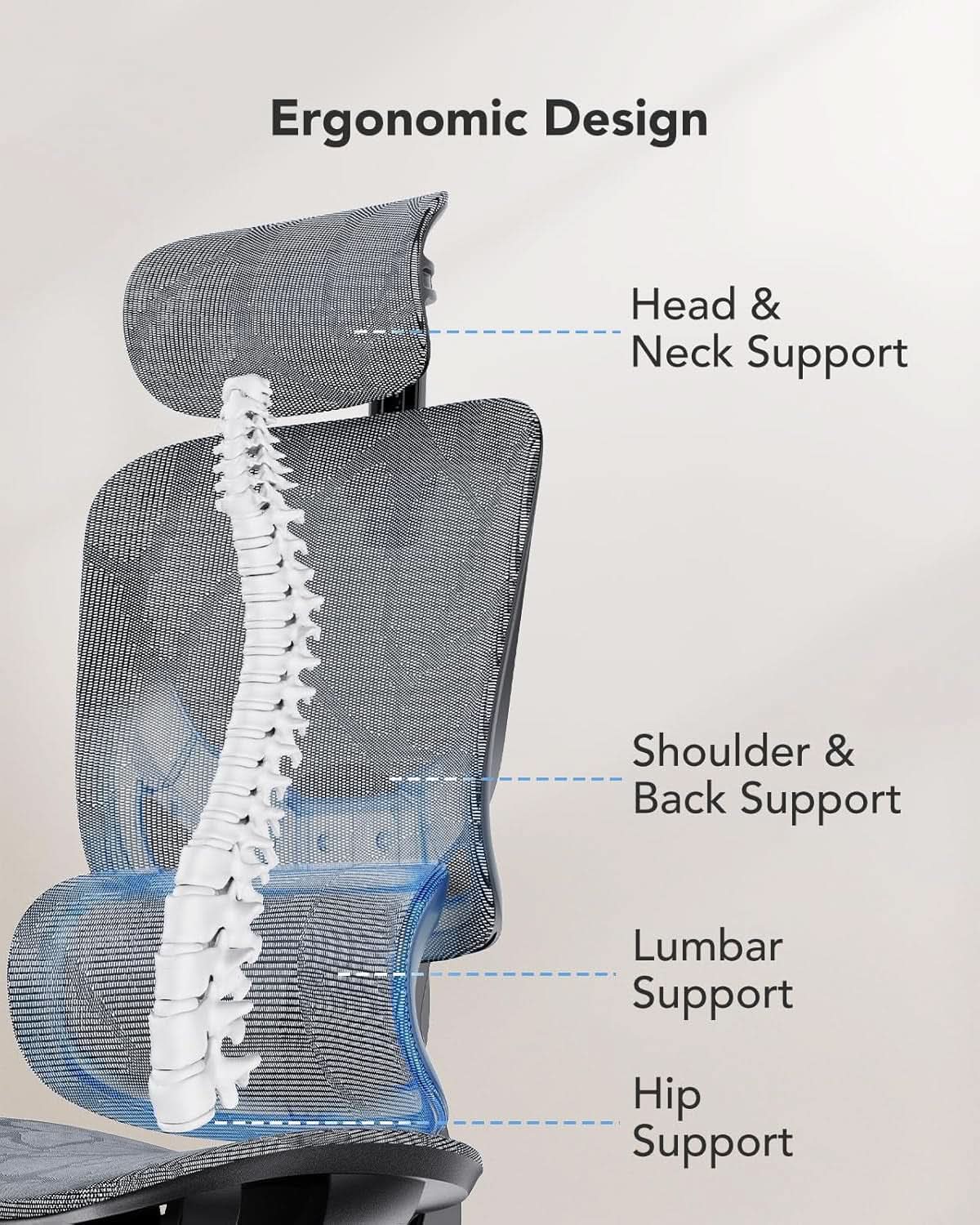 Ergonomic Mesh Office Chair High Back With Lumbar Support from PriceLows™