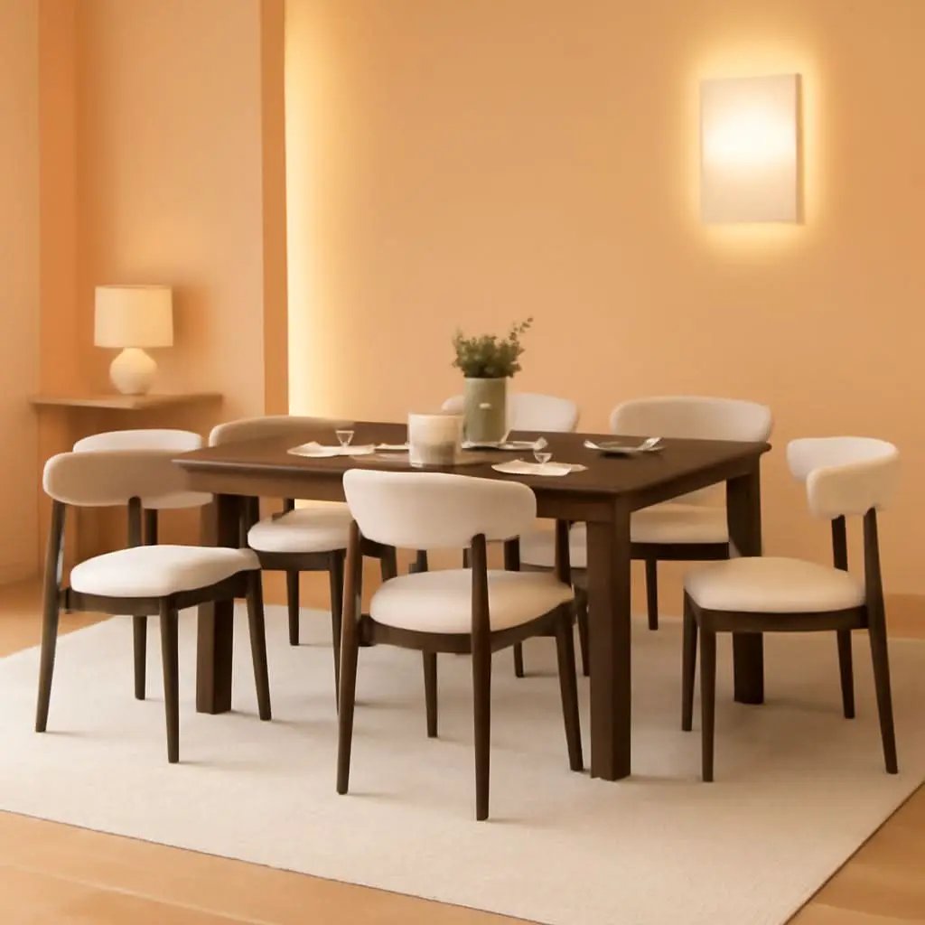 63Inch Industrial Dining Table Set With UpholsteredChairs from PriceLows™