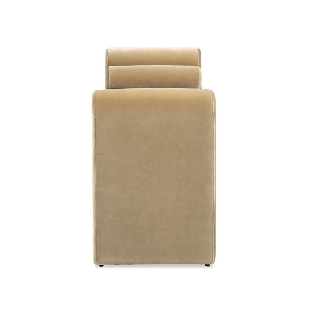 Mason Arched Arm Bench With Bolster Pillows | 60.5 x 18 x 25 in | Velvet & Polyester | Camel Brown Beige