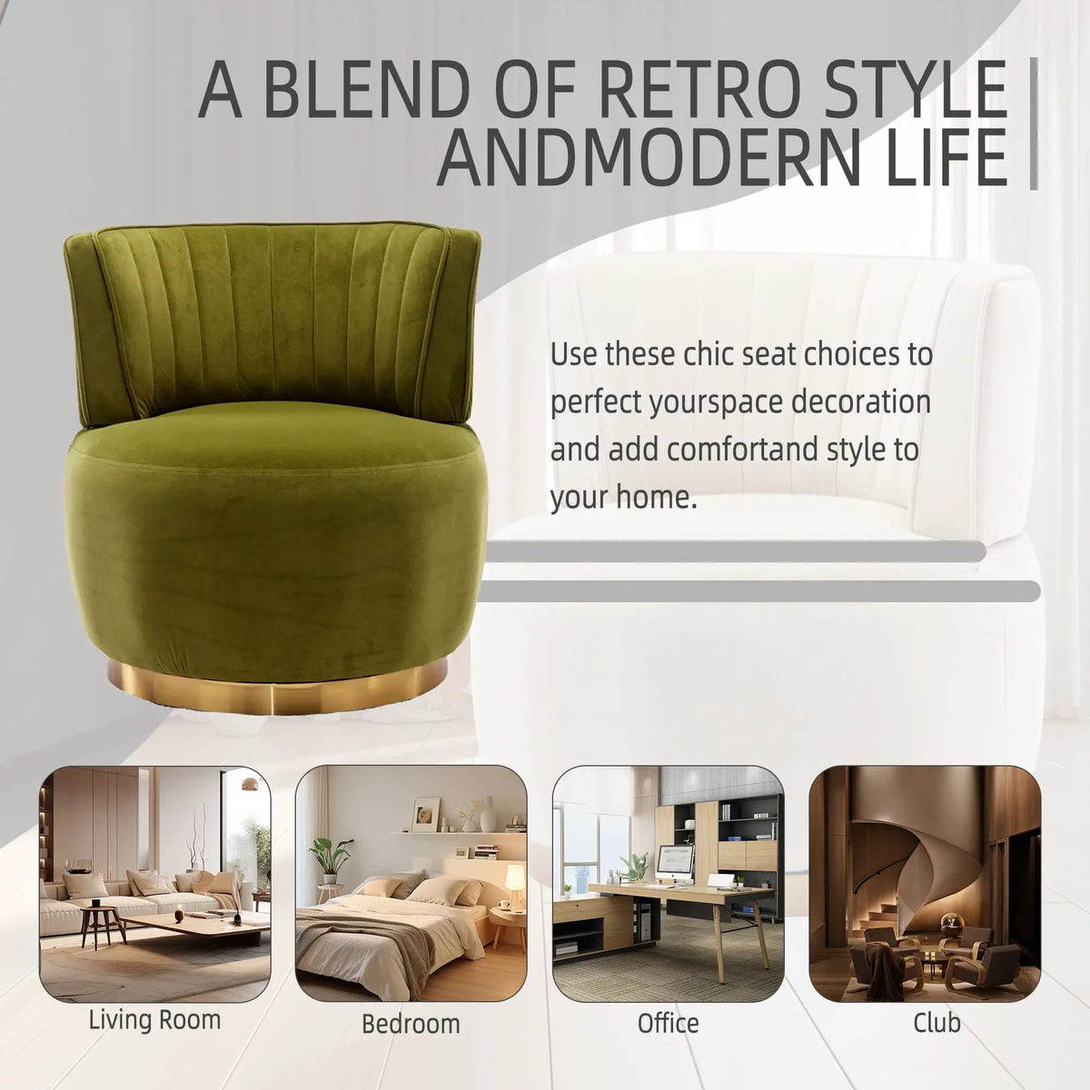 360 Degree Swivel Barrel Chair | Cuddle Accent Sofa Chair | Super Soft Fabric | Wrap-Around Barrel Back