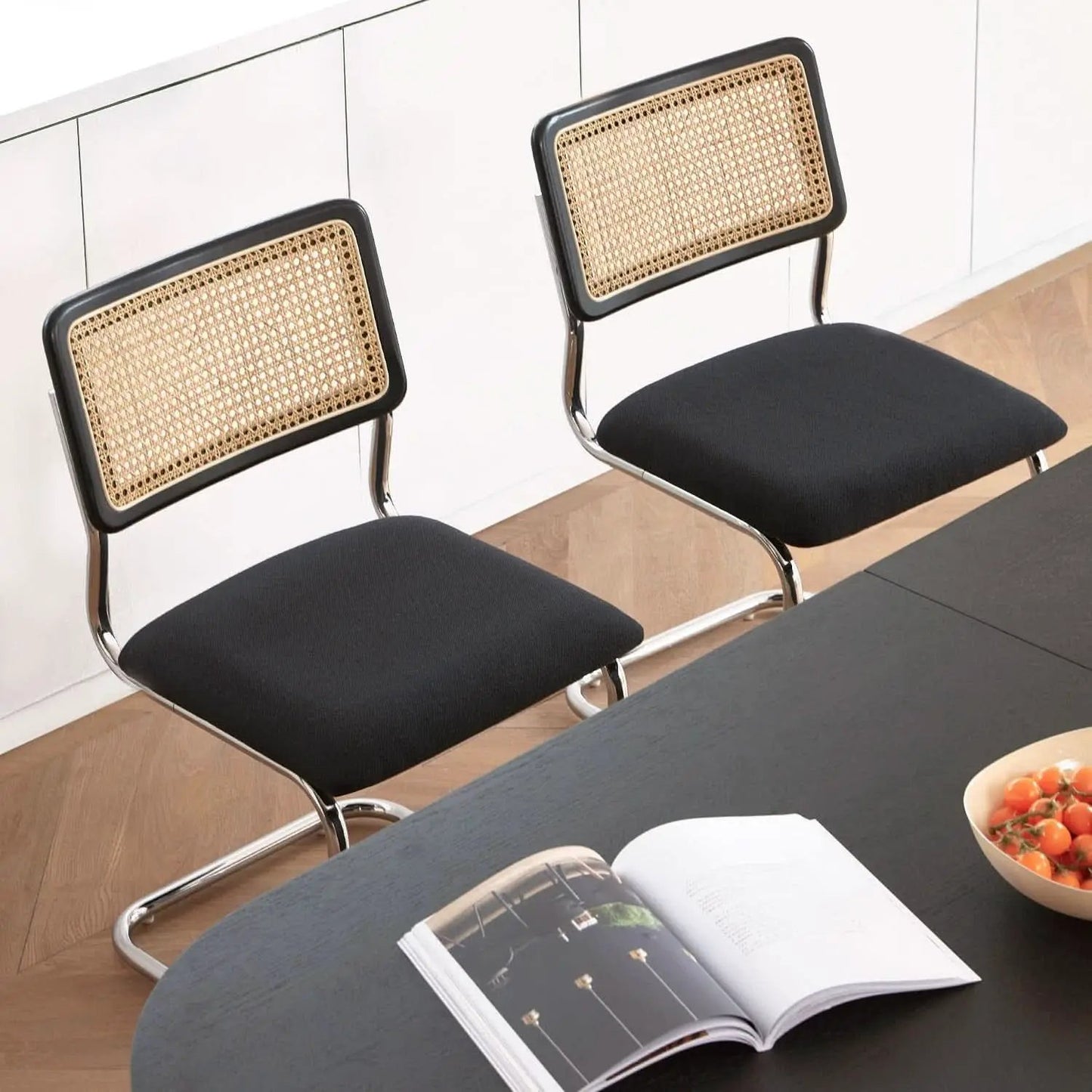 Black Chrome Rattan Midcentury Cesca Dining Chairs from PriceLows™