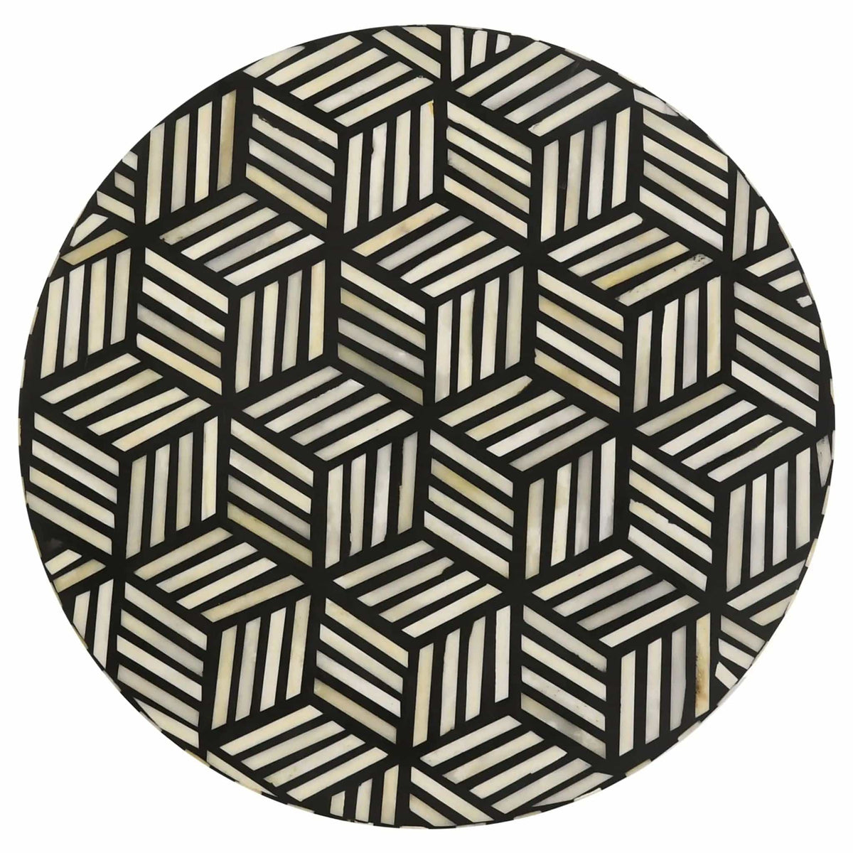 Xenia Round Bone Inlay Accent Side Table White and | 16.25 x 16.25 x 21.5 in | Metal & Resin | Gold