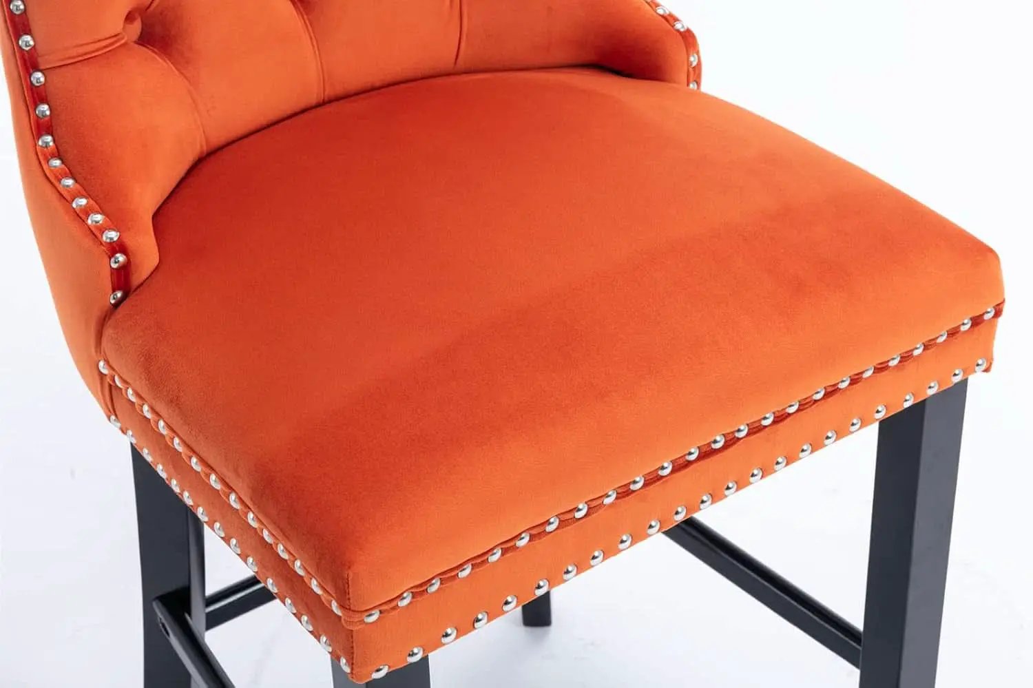 Wingback Velvet Bar Stools Set Of Two Orange Counter Height from PriceLows™