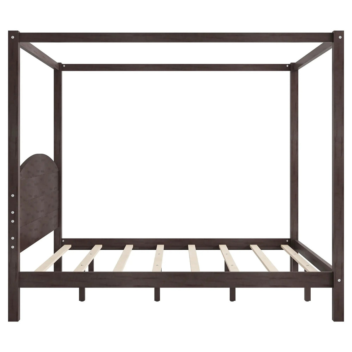 Platform Bed | Reinforced Wood Slats | Integrated Headboard